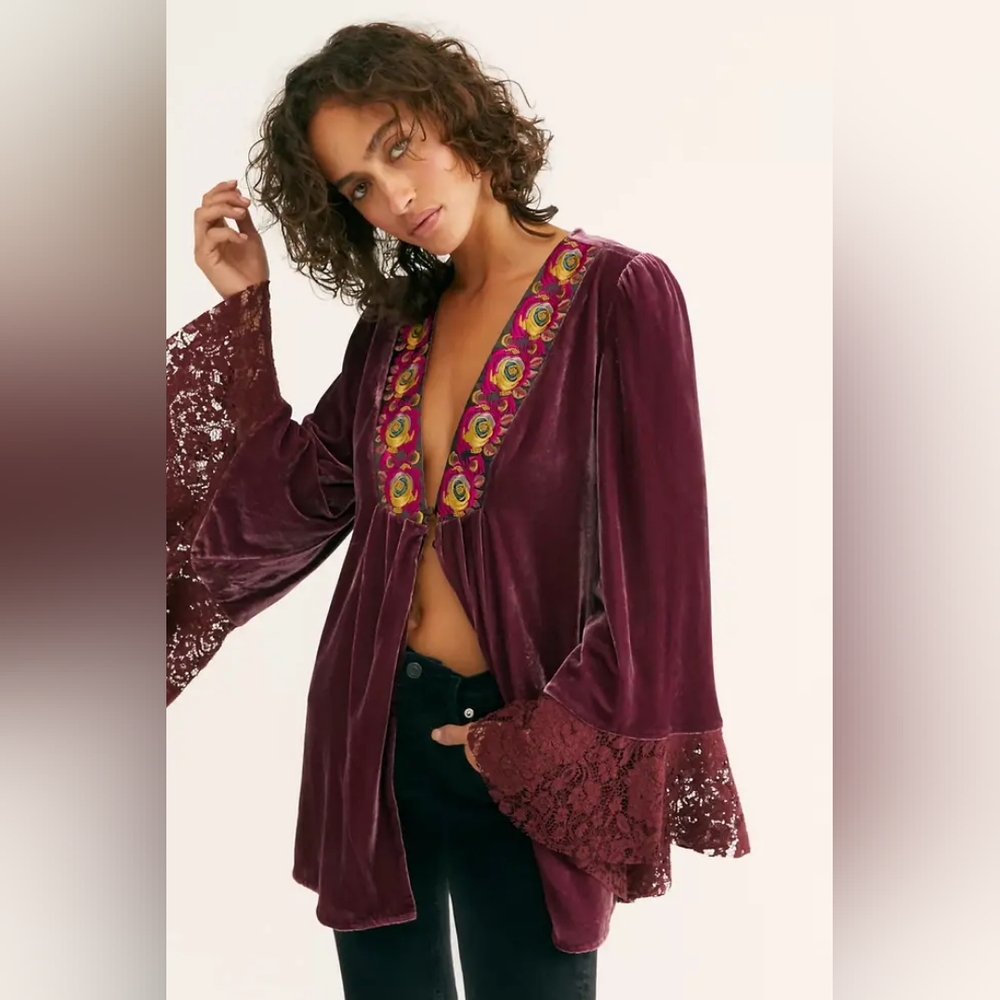 Free People Wanderlust velvet jacket, size XL